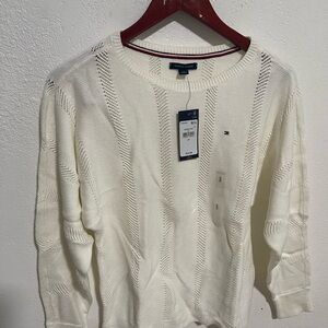 Tommy Hilfiger Women's Cream Crew Neck Sweater